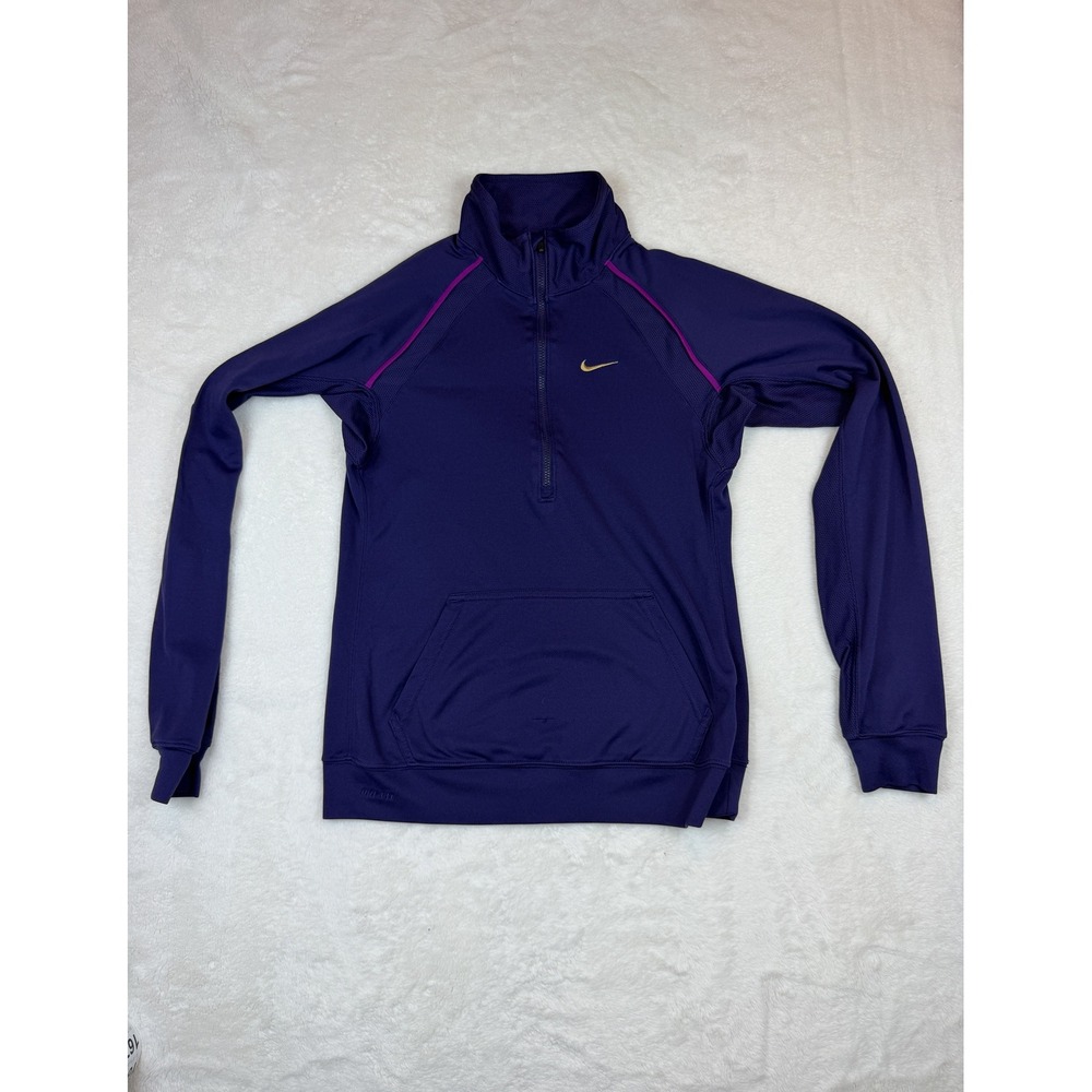 Nike Dri-FIT Womens Purple Quarter Zip Pullover Running Top Small